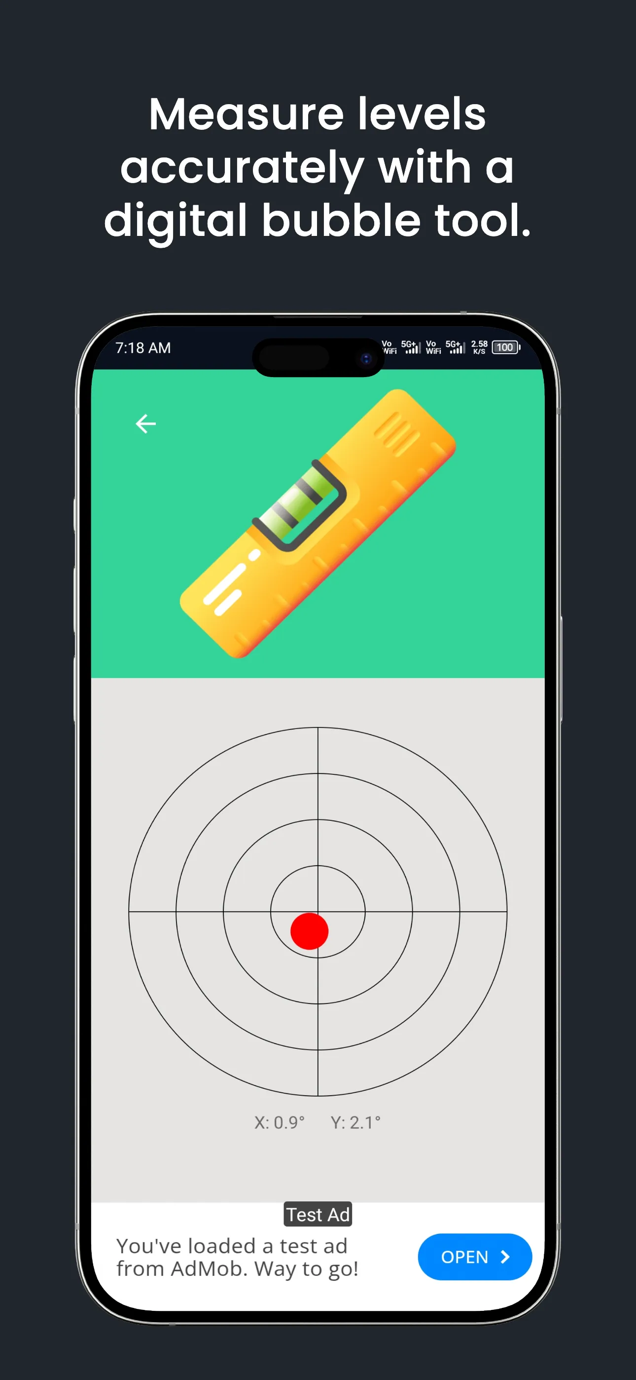 Sateek Toolkit digital bubble level tool for accurate measurement using smartphone